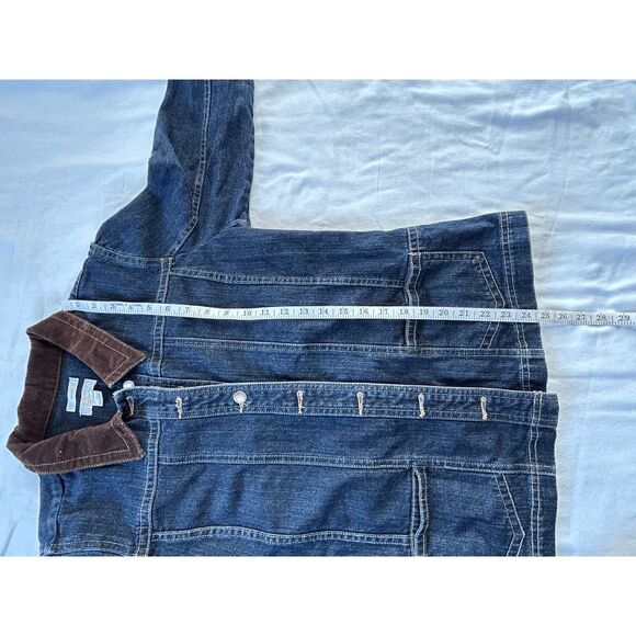 Christopher & Banks Stretch Jean Jacket Size M, Corduroy Collar, Button Down - Picture 6 of 10
